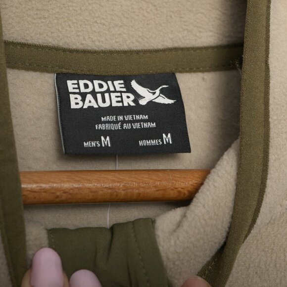 Eddie Bauer Mend Fleece Pullover Sweater Snap Mock Neck Top Light Khaki Beige - Picture 7 of 11